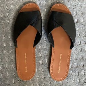 Diane Von Furstenberg leather slides